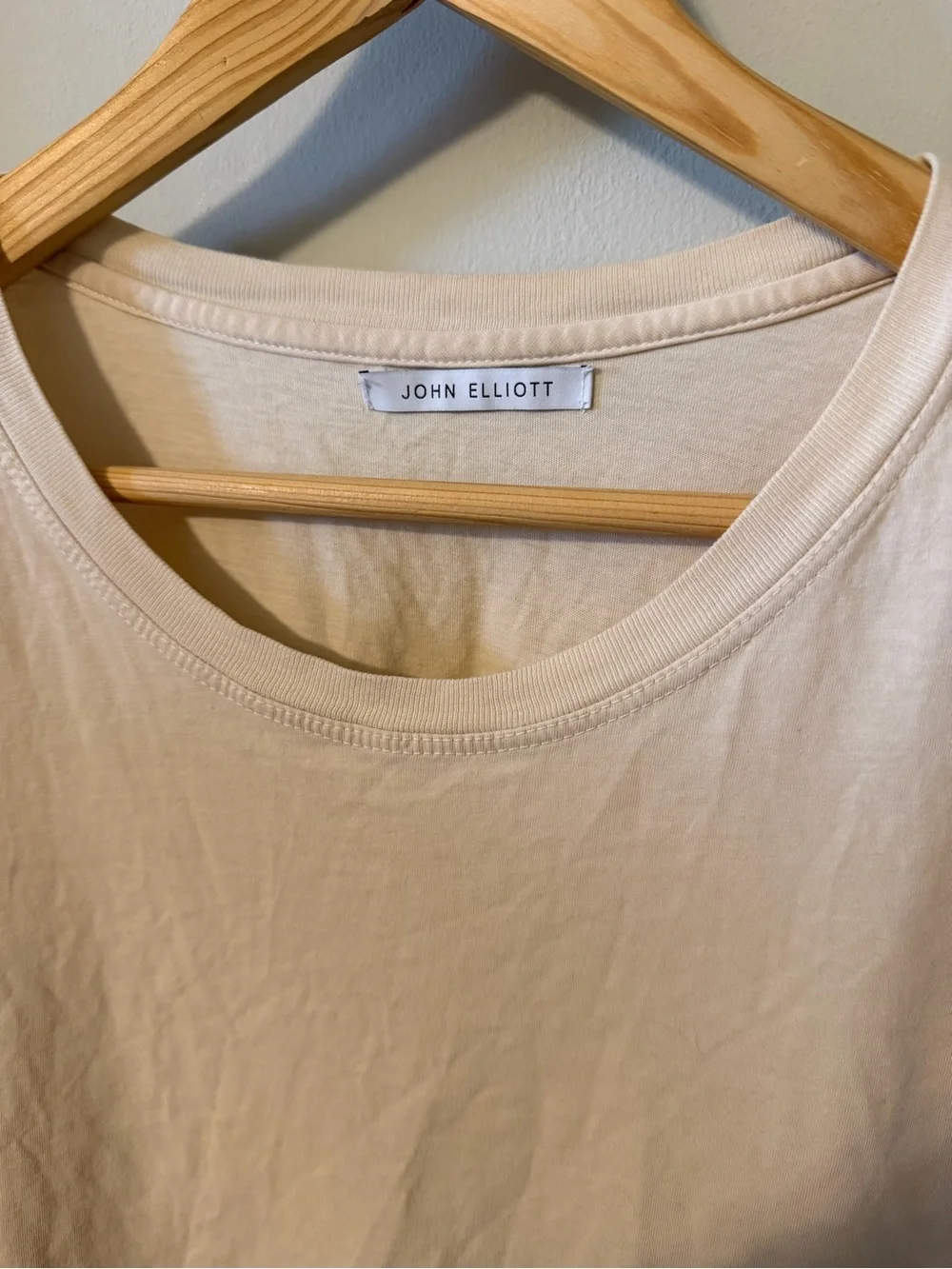 John Elliott Classic Crew Cotton T-Shirt in Ecru Made in USA Size 2